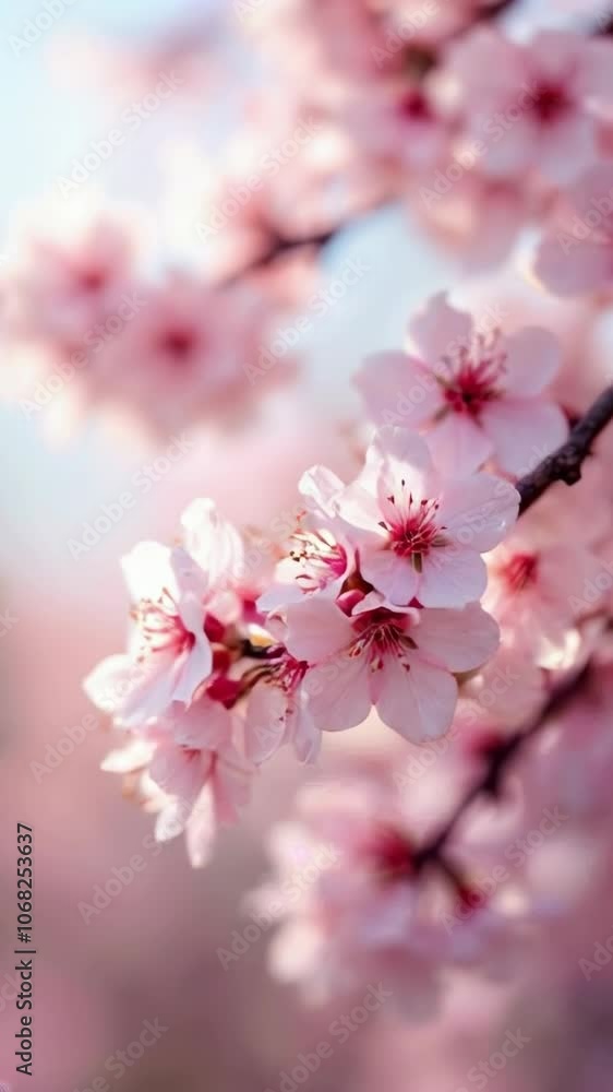 pink cherry blossom, close up Japanese sakura blossom