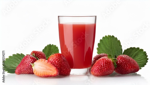 Strawberry juice front view isolate on White background