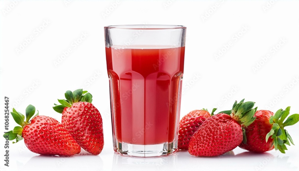 Strawberry juice front view isolate on White background Strawberry juice front view isolate on White background