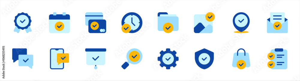 Set of checkmark icons. 16 sets of checkmark icons. Checkmark icons. Simple flat checkmark icons Set of checkmark icons. 16 sets of checkmark icons. Checkmark icons. Simple flat checkmark icons