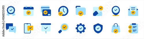 Set of checkmark icons. 16 sets of checkmark icons. Checkmark icons. Simple flat checkmark icons	