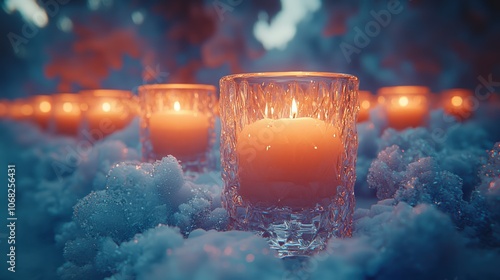 Soft Glow of Candles in Frosty Atmosphere