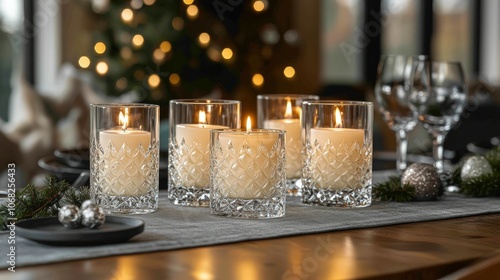 Elegant Table Setting with Candles and Festive Decor