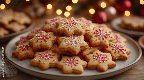Festive Star-Shaped Cookies on a Plate
