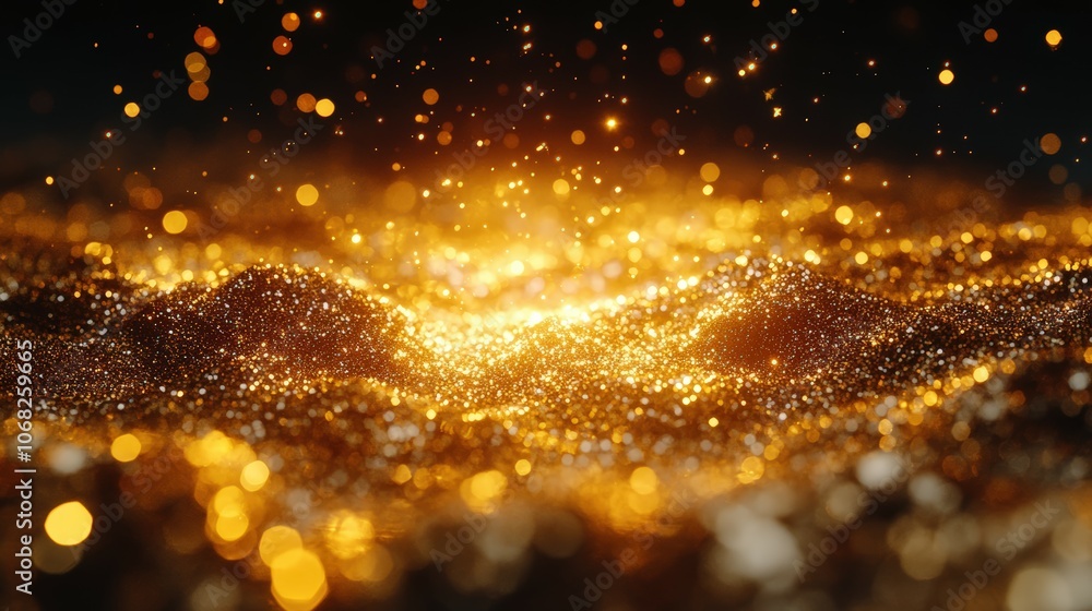 Naklejka premium Golden Sparkles in Motion