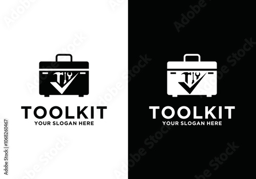 Toolbox icon template. Toolbox, toolkit and instruments. logo design for repair, repair and renovation	