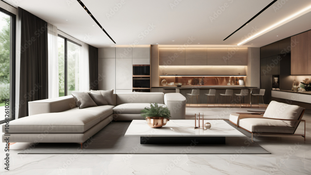 Fototapeta premium modern living room with fireplace