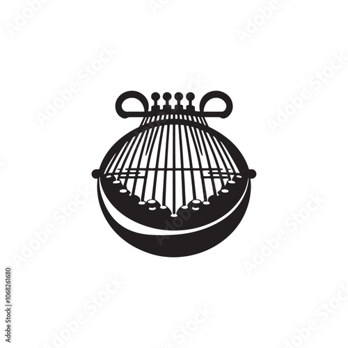 Qanun Silhouette - Minimalist Qanun Instrument - Vector Of Qanun.