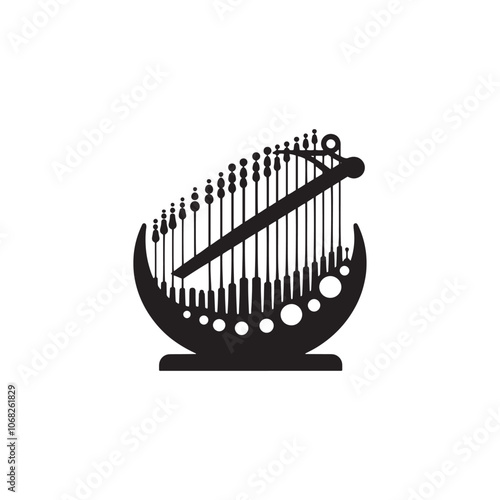 Qanun Silhouette - Minimalist Qanun Instrument - Vector Of Qanun.