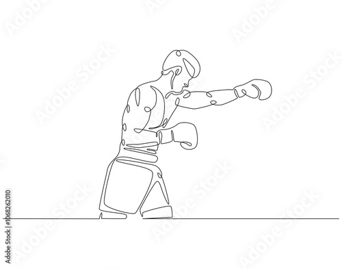 Continuous one line drawing of boxers. One line drawing illustration of boxing athlete. Sports, workout concept single line. Editable outline