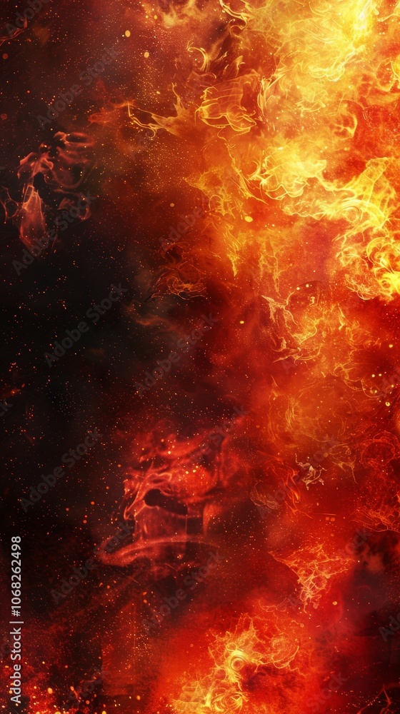A captivating display of fiery chaos, blending rich hues of orange, red, and gold against a dark backdrop, creating an intense and dynamic abstract representation of heat and energy A captivating display of fiery chaos, blending rich hues of orange, red, and gold against a dark backdrop, creating an intense and dynamic abstract representation of heat and energy
