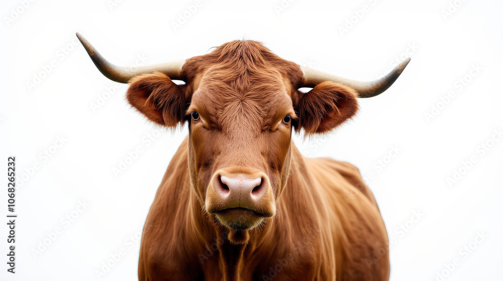 Cow Portrait on White Background - High-Quality Stock Image for Dairy and Livestock Themes Cow Portrait on White Background - High-Quality Stock Image for Dairy and Livestock Themes