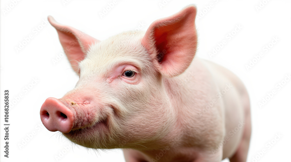 Adorable Piglet Portrait on White Background – High-Quality Stock Photo of Happy, Pink Pig Adorable Piglet Portrait on White Background – High-Quality Stock Photo of Happy, Pink Pig
