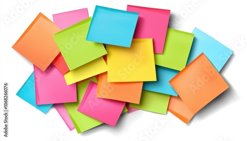 a set of colorful sticky flags for document marking, organization and productivity tools, isolated on white background