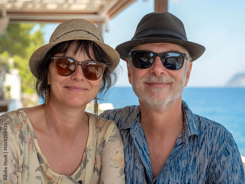 natural portrait of senior couple on vacation natural portrait of senior couple on vacation