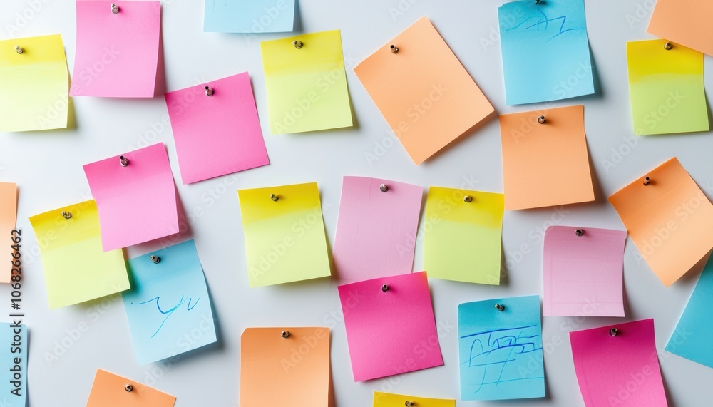 a board with pinned notes and graphs, project planning and brainstorming, organized workspace, isolated on white background a board with pinned notes and graphs, project planning and brainstorming, organized workspace, isolated on white background