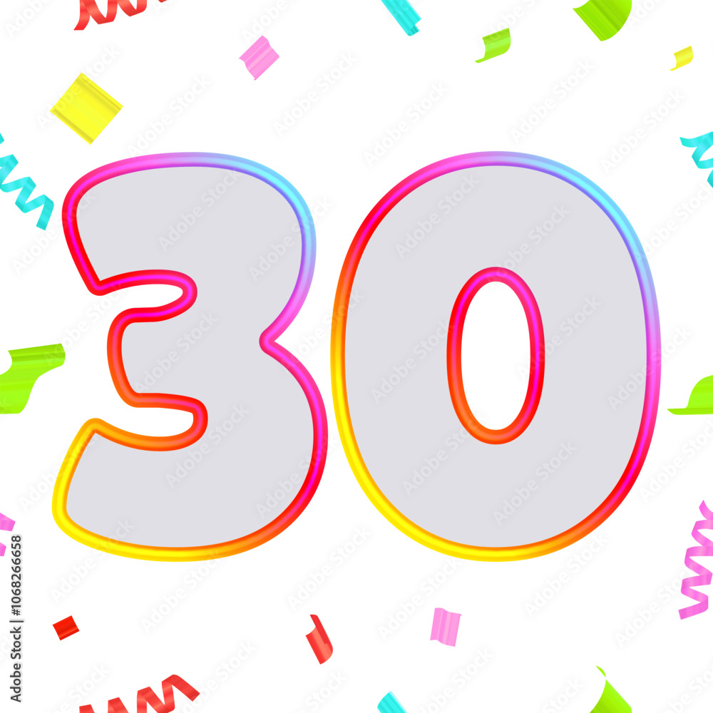 Gradient festive anniversary numbers designs with confetti Gradient festive anniversary numbers designs with confetti