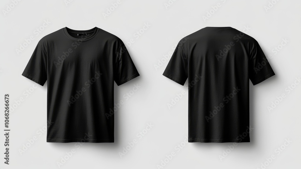 Black oversized t-shirt front and back mockup Black oversized t-shirt front and back mockup