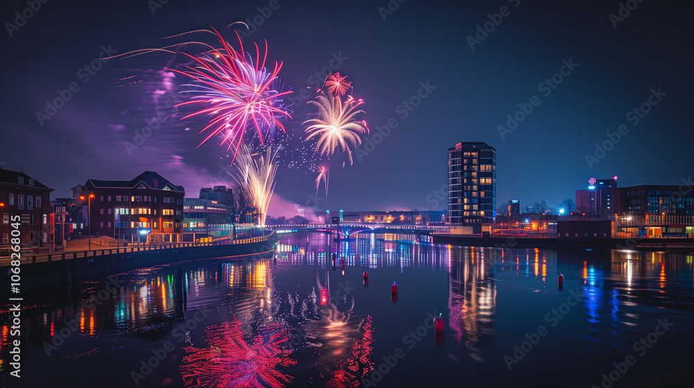 New Year Celebration: Fireworks Over the City