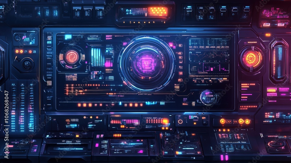 Futuristic digital technology interface design with blue and purple tones Futuristic digital technology interface design with blue and purple tones