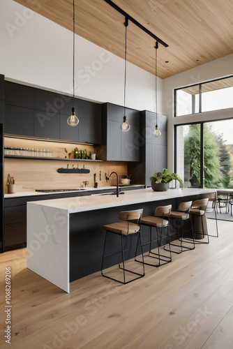 modern kitchen interior with kitchen