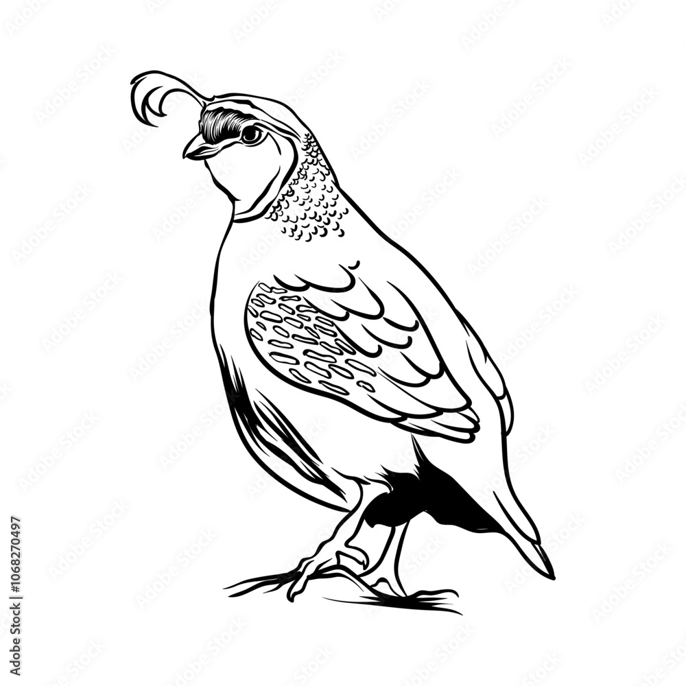 Obraz premium hand drawn quail with white background