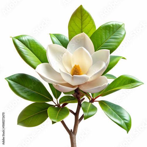 magnolia plant white background
