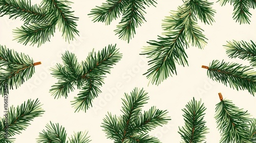 Seamless background pattern of fir branches for Christmas designs