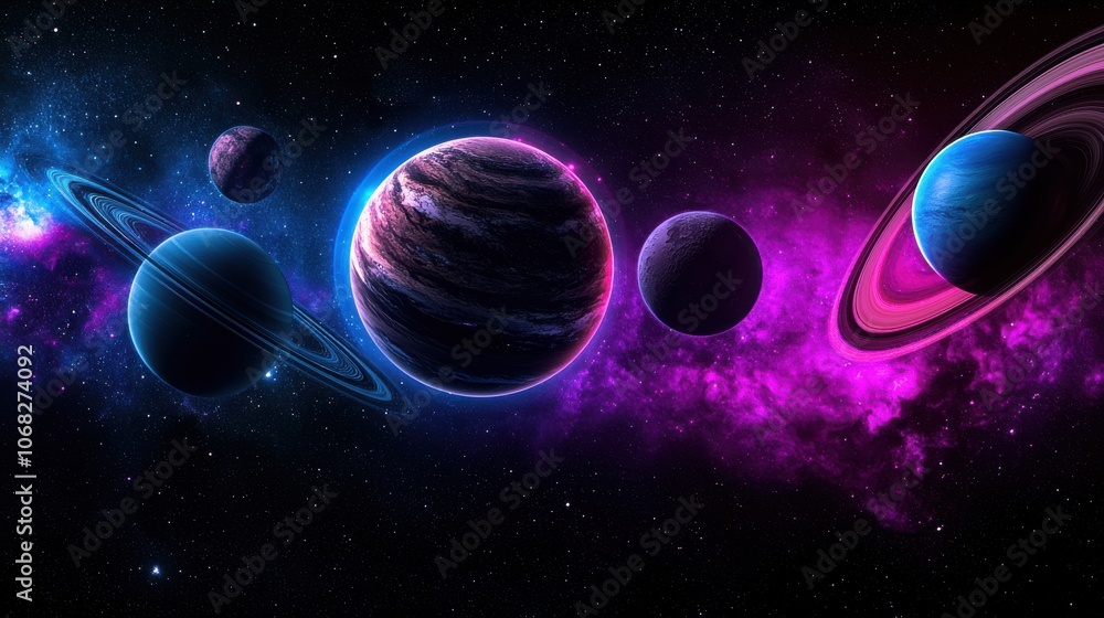 Naklejka premium Explore the stunning beauty of cosmic planets in the expansive universe