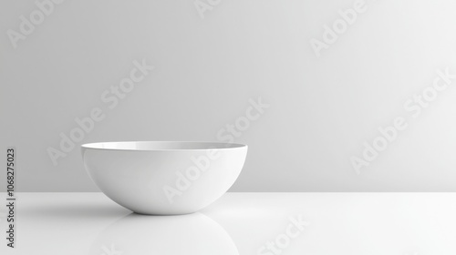 White Ceramic Bowl on Clean White Table for Product Display