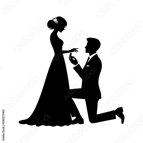 Married couple celebrating silhouette vector. Wedding couple. Bride and groom silhouette illustration