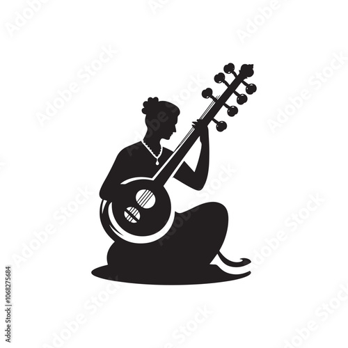 Sarangi Vector Silhouette - Minimalist Sarangi Illustration