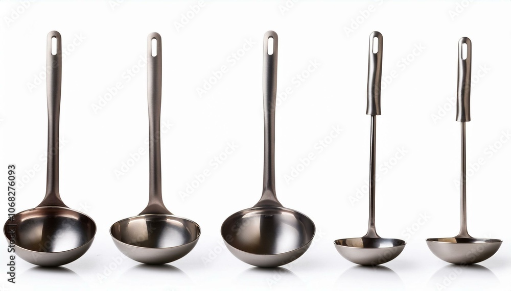 Collection of ladle front view full length isolate on White background Collection of ladle front view full length isolate on White background