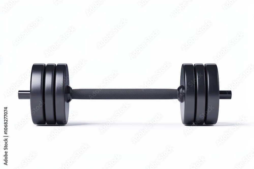 Black dumbbell on white isolated background for fitness and weight training. Black dumbbell on white isolated background for fitness and weight training.