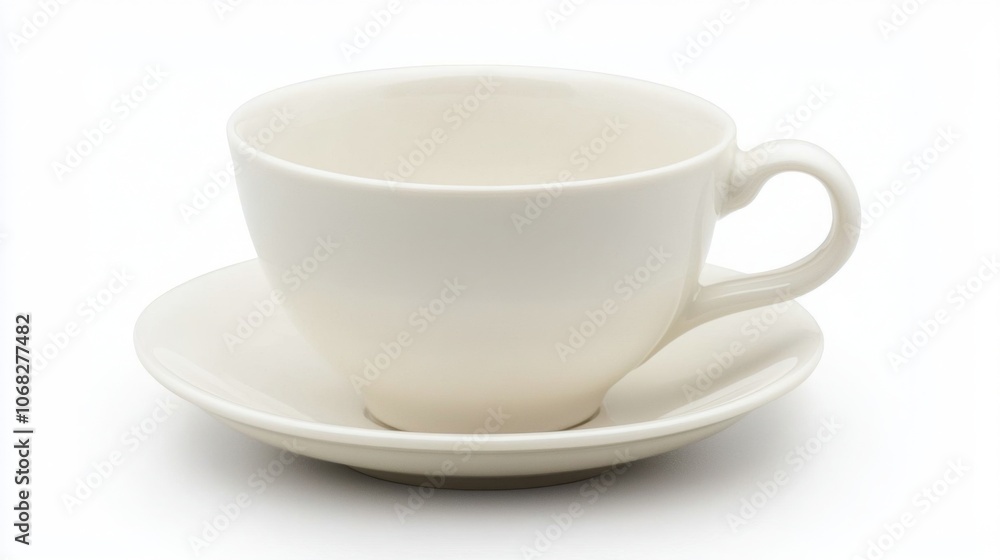White Coffee Cup and Saucer Empty Isolated Clean Minimalist Design White Coffee Cup and Saucer Empty Isolated Clean Minimalist Design