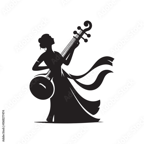 Sarangi Vector Silhouette - Minimalist Sarangi Illustration