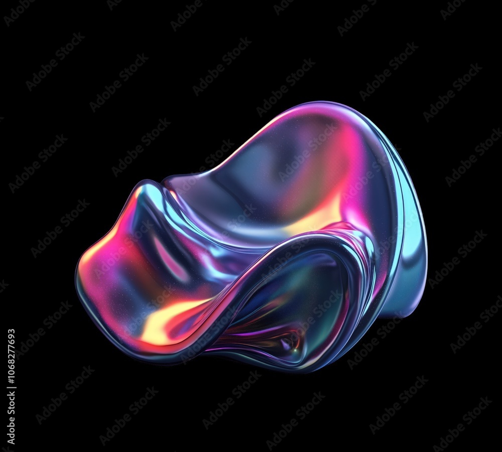 3d illustration of abstract geometric composition, holographic rainbow colors, digital iridescent shape on a black background 3d illustration of abstract geometric composition, holographic rainbow colors, digital iridescent shape on a black background