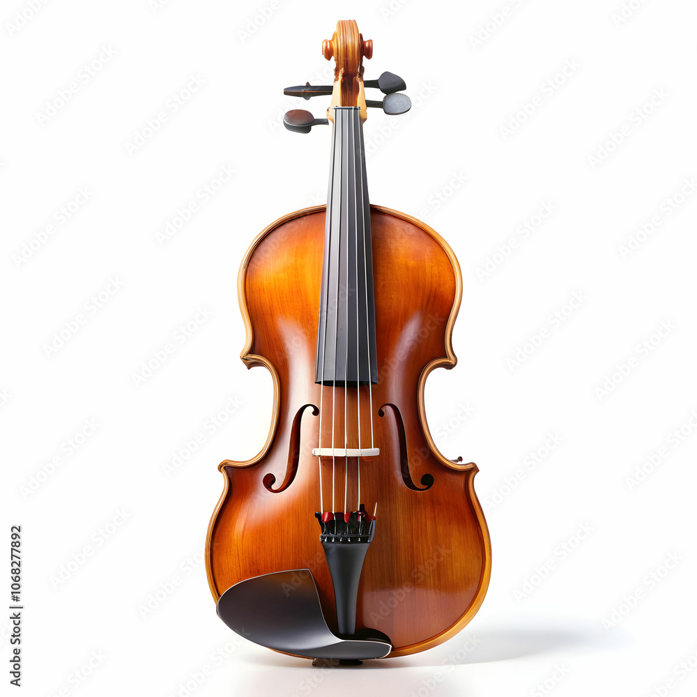 Fototapeta premium A violin displayed against a white backgroun