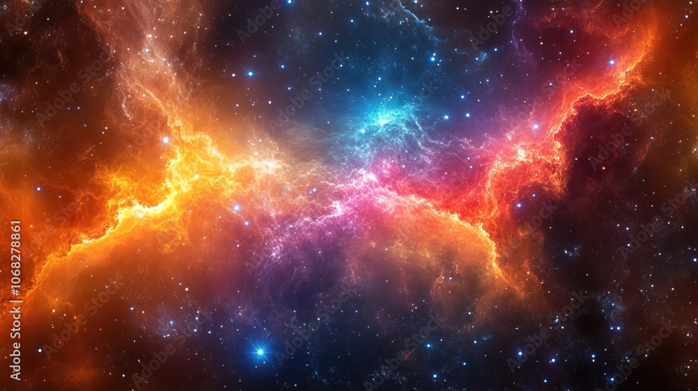 A stunning cosmic background with vibrant colors and glowing A stunning cosmic background with vibrant colors and glowing