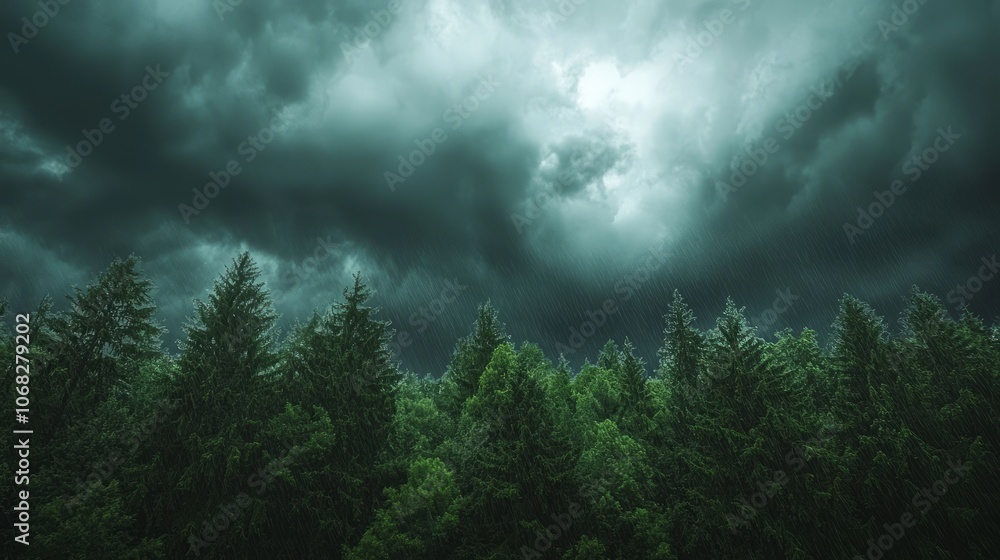 Dynamic Summer Storm in Vibrant Forest - Ultra-Detailed Atmospheric Nature Scene with Rain, Dark Clouds, and Energy Dynamic Summer Storm in Vibrant Forest - Ultra-Detailed Atmospheric Nature Scene with Rain, Dark Clouds, and Energy