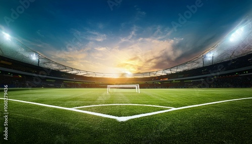 Evening stadium arena soccer field