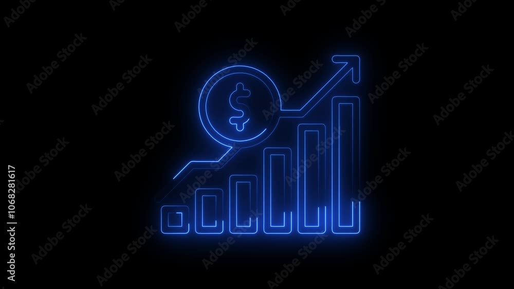 Neon Icon of Financial Growth and Rising Profits Neon Icon of Financial Growth and Rising Profits