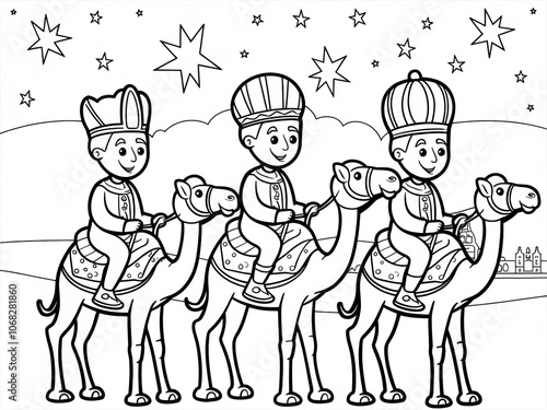 The Three Wise Men, The Three Kings. Printable Coloring Pages