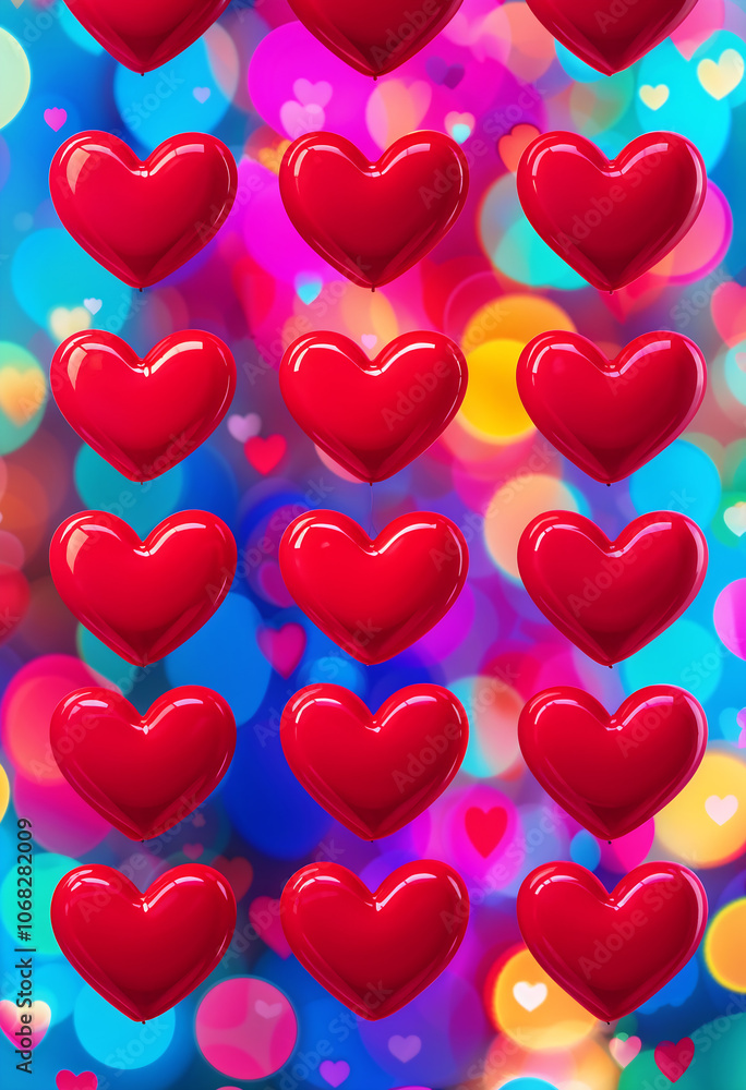 Valentine red hearts bokeh background Valentine red hearts bokeh background