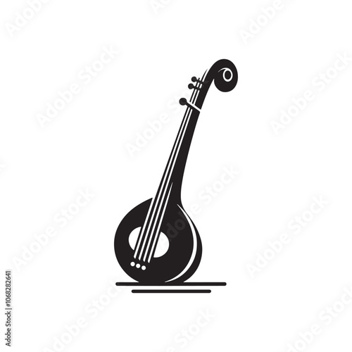 Saz Silhouette - Minimalist Saz Illustration - Vector Of Saz.