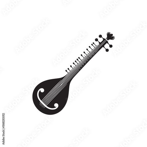 Saz Silhouette - Minimalist Saz Illustration - Vector Of Saz.