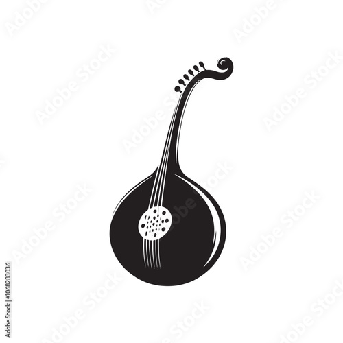 Saz Silhouette - Minimalist Saz Illustration - Vector Of Saz.