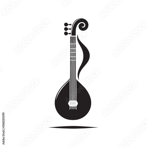 Saz Silhouette - Minimalist Saz Illustration - Vector Of Saz.