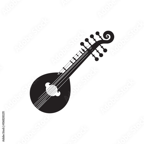 Saz Silhouette - Minimalist Saz Illustration - Vector Of Saz.