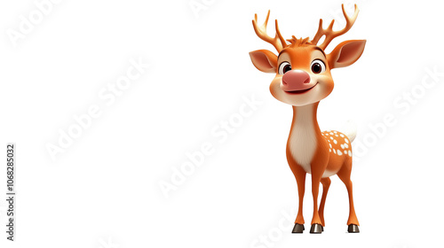 Happy cartoon reindeer awaits winter fun photo